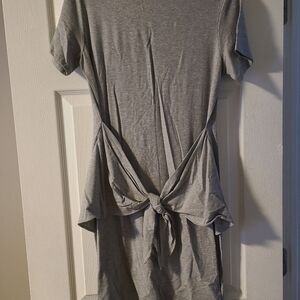 Theory Dakui Rubric Tie Front Dress Green Heather Short Sleeve Mini Size L